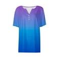 thumbnail image 5 of cocolona Womens Summer Tops 2025 Button V Neck Short Sleeve T-shirts Fashion Casual Loose Dressy Blouses Gradient Print Tees S-3XL, 5 of 6