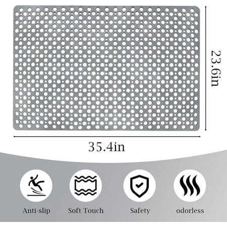 Extra Large TPE Shower Mat 35.4"x23.6" - Non-Slip Bathtub Mat with Strong Suction Cups, Fast Drainage, Safe for Seniors & Children, Perfect for Shower & Tub Use