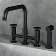thumbnail image 2 of VIGO Cass Double Handle 8 in. Widespread Bridge Kitchen Faucet with Pull-Out Sprayer in Matte Black-VG02051MB, 2 of 17