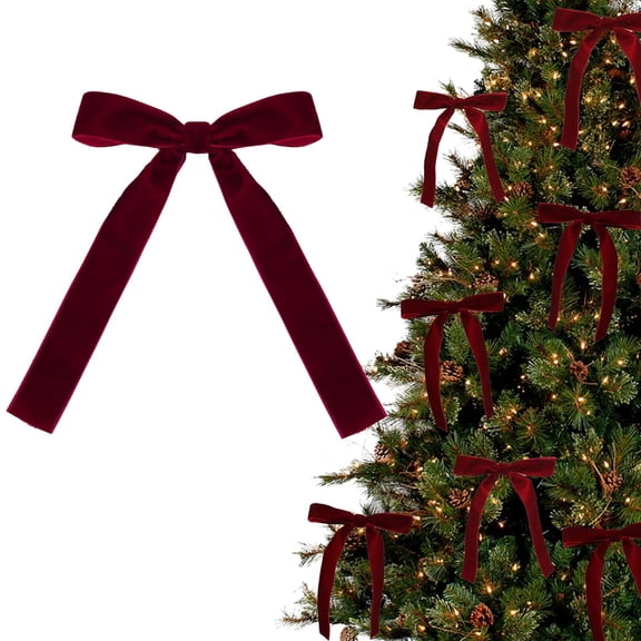 NumWeiTong 24pcs Red Velvet Bows for Christmas Tree Decorations Wreath Burgundy Velvet Ribbon Garland Velvet Bows with Gold Twist Ties