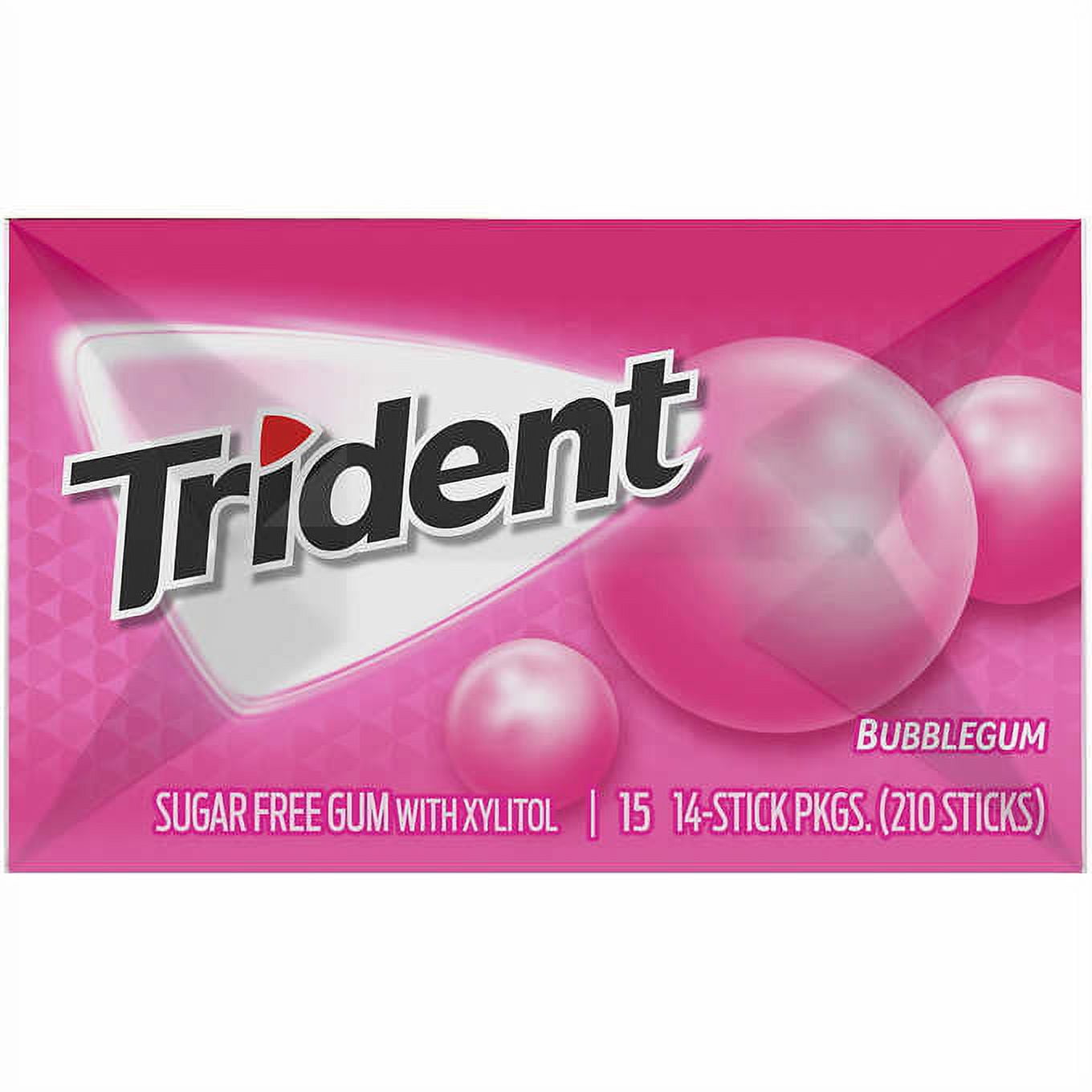 Trident Sugar Free Gum, Bubblegum, 14 Pieces, 15 ct