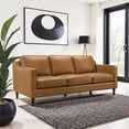 thumbnail image 2 of Madison Mid Century Modern Furniture Genuine Leather Couches in Cognac Tan, 2 of 6