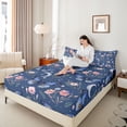 thumbnail image 4 of Homewish 3-Piece Flying Blue Butterflies Pink Floral Twin Sheet Sets for Teens Female Men, Dreamy Princess Microfiber Twin Fitted Flat Sheet Bedroom Decor, 4 of 7