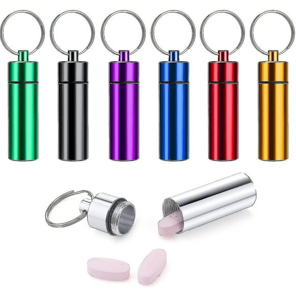 Porte-clés de Boîte à Pilules, Ensemble de 7 Mini Boîtes à Pilules en Métal Boîte à Pilules Boîte à Pilules Pilules