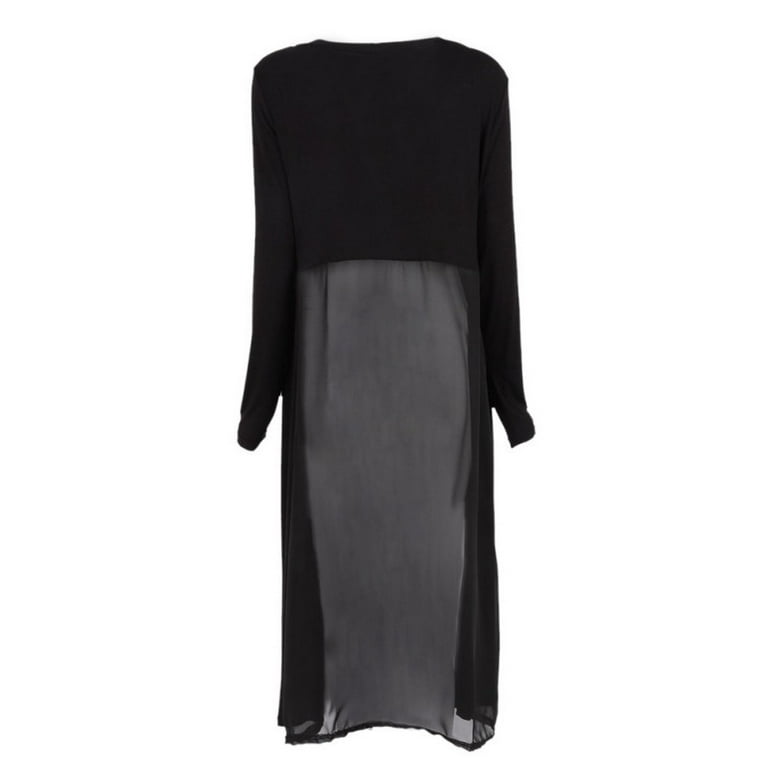 Long black chiffon cardigan online