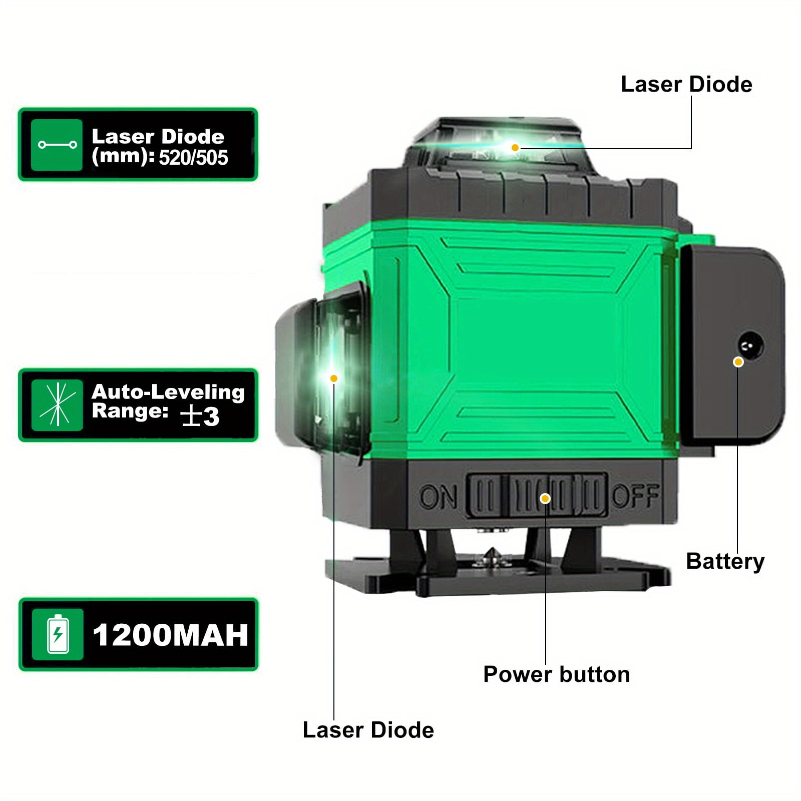 16-Line 4D 360° Self-Leveling Laser Level - Rechargeable High-Precision Alignment Tool