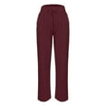 thumbnail image 5 of HVOBTTY Women's Straight Leg Joggers, Fall Pants for Women Plus Size, Women's Casual Solid Color Drawstring Waist Everyday Wear Long Trousers with Pockets Wine, L, 5 of 5