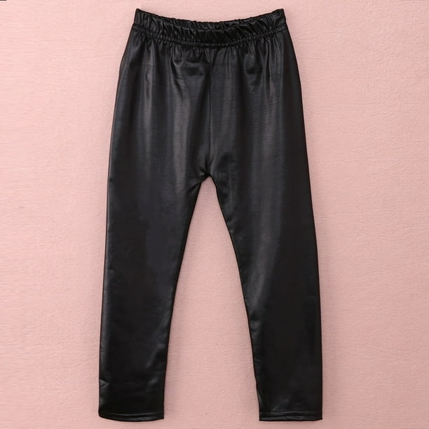 Kids PU Leather Pants Girls Babys Kids Stretch Trousers Toddler