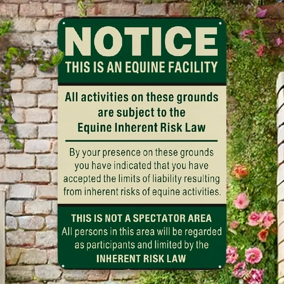Retro Metal Sign , Equine Liability Signs Statute Horse Barn Stable Farm Sign 12x8 Supplemental Equine Liability Warning Sign Metal Reflective Rust Aluminum Waterproof Easy Mounting Outdoor