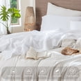 thumbnail image 6 of MooMee 100% Washed Cotton Sheet Set Queen Linen Like Textured Breathable Durable Soft Comfy 4pcs (Bright White), 6 of 6