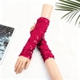 thumbnail image 2 of Sparkly Long Sleeve Fingerless Scale Design Arm Warmers Glittering Party Wear Fashion Gloves Mittens For Women Elegant, 2 of 4