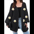 thumbnail image 1 of Suéteres Femeninos con Cuello en V, Larga, Estampado Floral, de Punto Abierto, Sin Botones, de Moda, para Exteriores. Negro Talla Única, 1 of 8