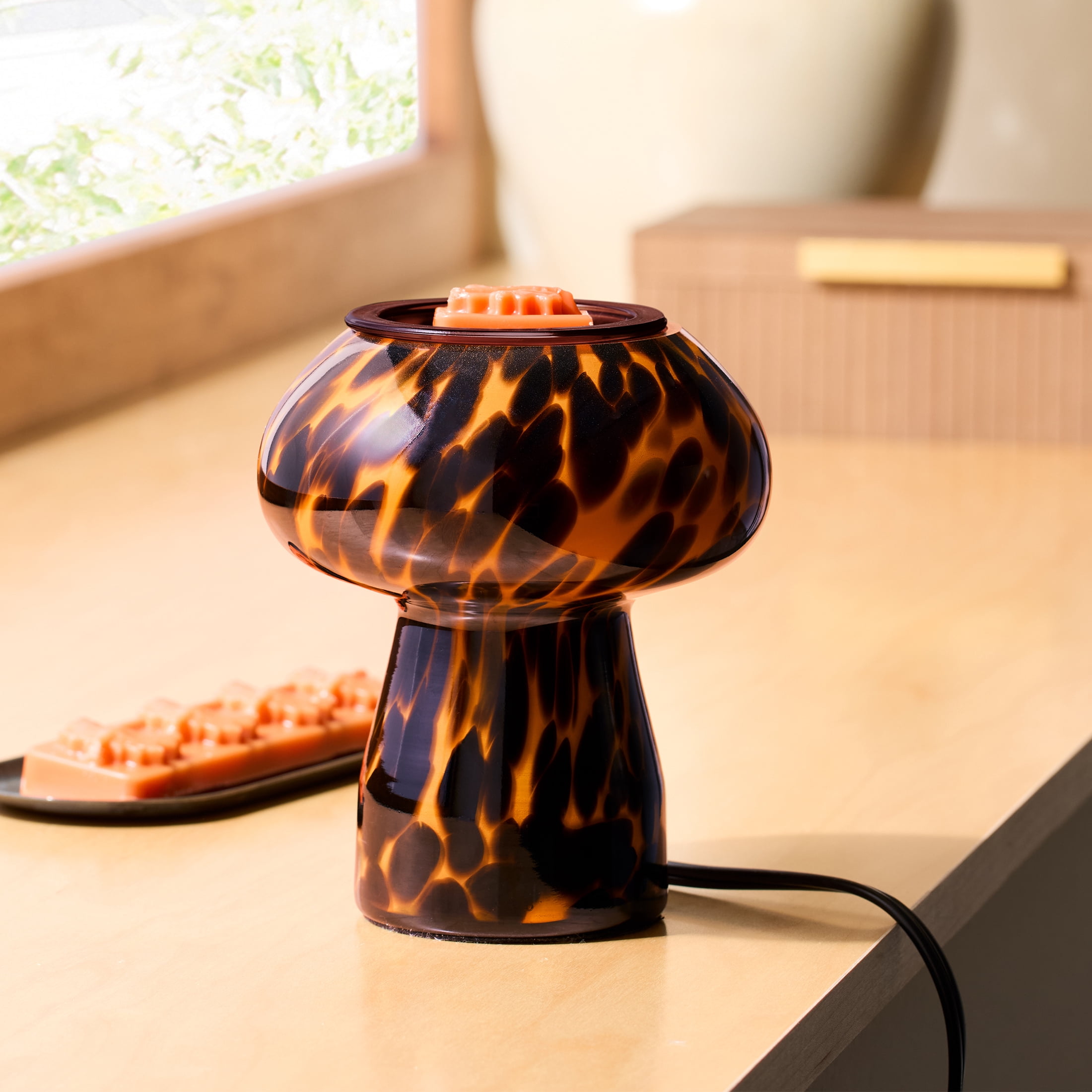 Better Homes & Gardens Dark Brown Tortoiseshell Mushroom Wax Melt Warmer with Wax Melts, 2 Piece Set