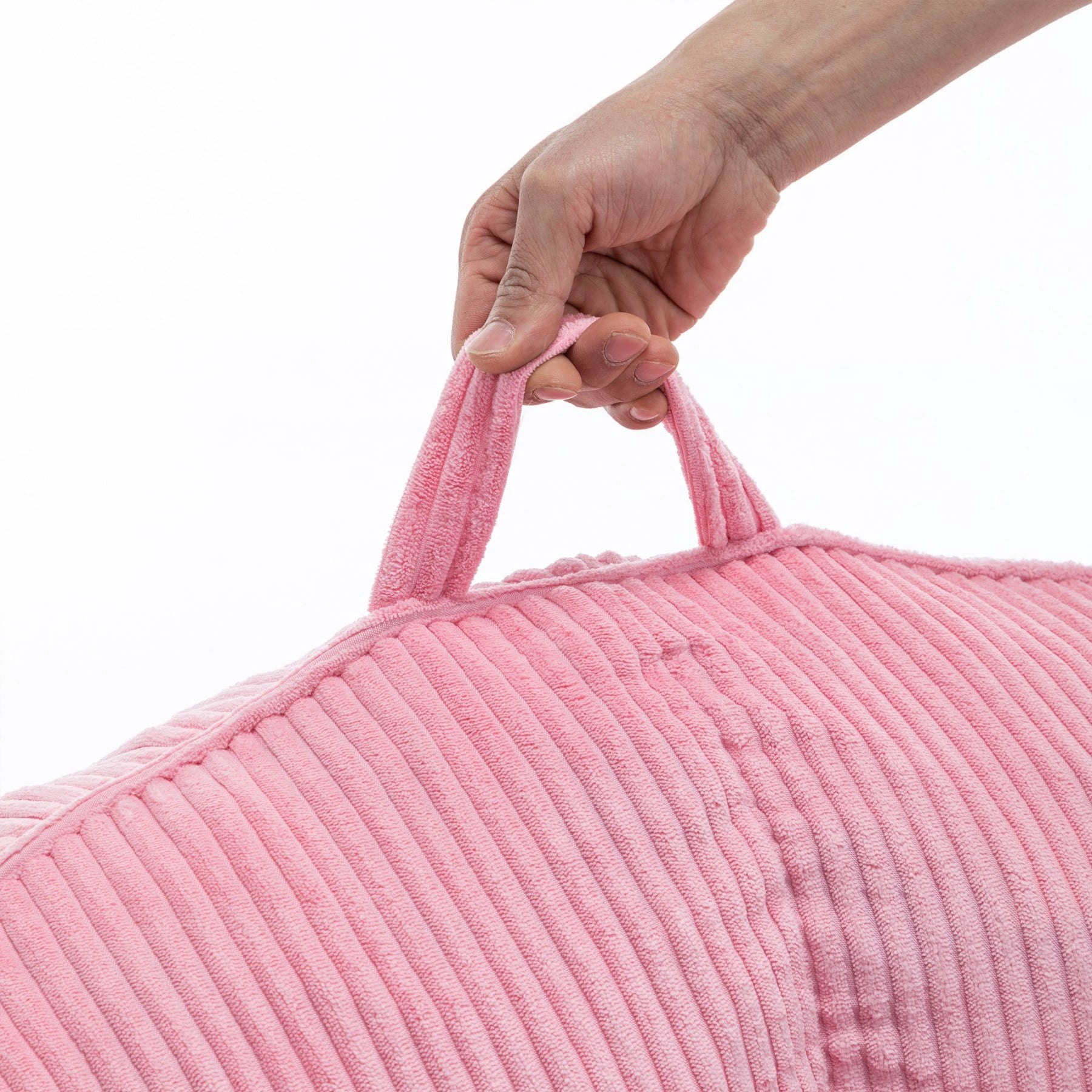 Giant Bean Bag Chair Sofa for Adults & Teens, Corduroy Bean Bag Couch with Armrests & Filler Included, Pink