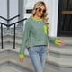 thumbnail image 5 of Camisas de Larga para Mujer, Cuello Redondo A Rayas, Corte Holgado, Camiseta de Bloques de Color Otoño 2025 con Bolsillo Rayas S, 5 of 10