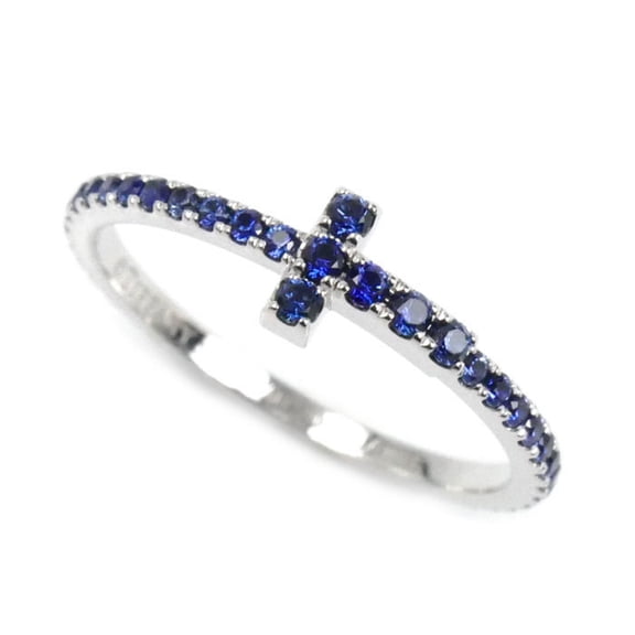 Pre-Owned TIFFANY & Co. 18K White Gold Sapphire T-Wire Band Ring, Size 6.5, 1.2g,... (Good)