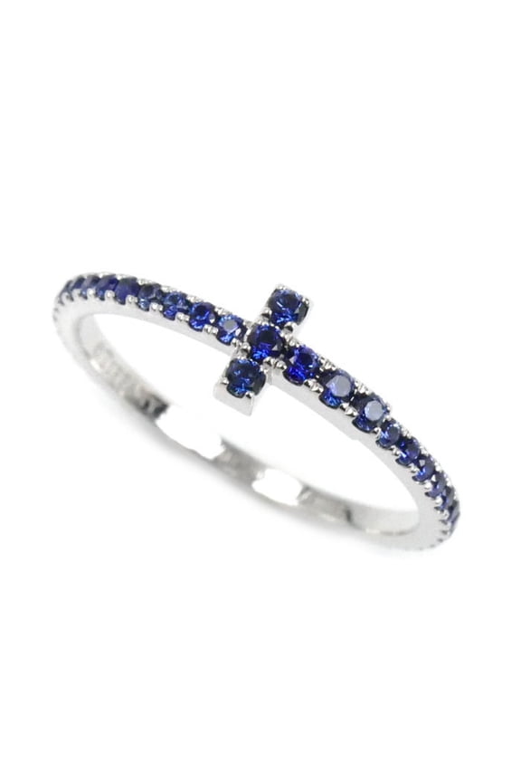 Pre-Owned TIFFANY & Co. 18K White Gold Sapphire T-Wire Band Ring, Size 6.5, 1.2g,... (Good)