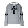 thumbnail image 4 of LMKIHUSA Womens Jesus Cross Heart Hoodie,Pullover Hoodies for Women,Casual Waffle Knit Hooded Tops Ladies Sweatshirt Long Sleeve Winter Fall Tops Pocket Drawstring Plain Blouse,Gray,S, 4 of 5