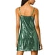 thumbnail image 3 of Vestido de Promoción Mini de Mujer INSPIRE CHIC con Brillo y Lentejuelas, Cuello en V, Tirantes Ajustables, Verde Oscuro M, 3 of 8