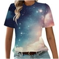 thumbnail image 5 of DailyTrove Womens Dark Blue Galaxy Print Short Sleeve T-Shirt - Loose Fit Casual Daily Wear,Navy,S, 5 of 6