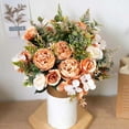 thumbnail image 6 of BITOUSHI Artificial Flowers, Artificial Peony Small Silk Flowers Fake Peonies Bouquet Rose Flower Arrangement Table Centerpiece for Dining Party Home Decoration - 4Pcs - Orange, 6 of 9