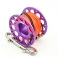 thumbnail image 1 of Keep Diving Spool Reel Portable Solid Color Polyester Rope Reels Freediving Fishing Underwater Accessories with Double End Hook Purple 30m, 1 of 9