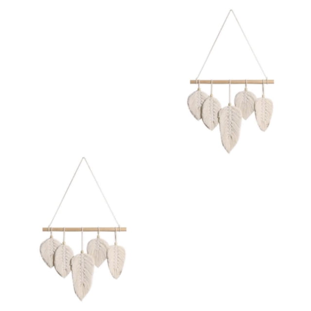 Cateissary Leaf Boho Tapestry Handmade Knitting Tassels Hanging Wall Macrame Decor Room Type1 NO1