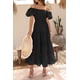 thumbnail image 4 of Vestido Maxi Negro PRETTYGARDEN con Mangas Abullonadas y Escote Cuadrado S, 4 of 8