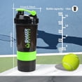 thumbnail image 3 of XTKS Botella Coctelera - Vaso Coctelera de Proteínas con Compartimentos de Almacenamiento - Botellas de Batido de Entrenamiento a Prueba de Fugas con Mezclador para una Mezcla Suave - 500ML/16oz (VERD, 3 of 5