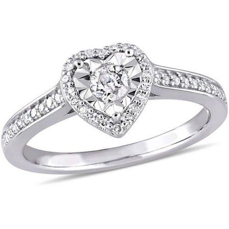 Miabella 1/3 Carat T.W. Diamond Sterling Silver Heart Halo Engagement Ring