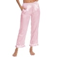 thumbnail image 2 of BOOMILK Pajama Pants for Women Sleepwear Solid Comfortable Satin Pants With Pockets, 2 of 9