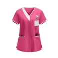 thumbnail image 2 of Womens Housekeeping Uniforms Tops Vneck with Button Short Sleeve Scrub Tops Moisture-Wicking Medical Shirts, 2 of 6