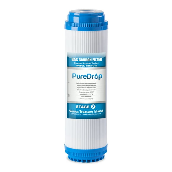 PureDrop PDR-FG15 High-Quality 2.5"x10" GAC Granular Activated Carbon Water Filter Cartridge Replacement