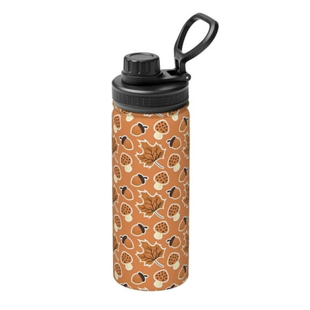 

Goofa Mushroom maple nuts Print 18oz Sports Insulated Kettle With Straw Water Bottle Sports Water Bottle For Running Hiking Cycling Climbing Mans Womans