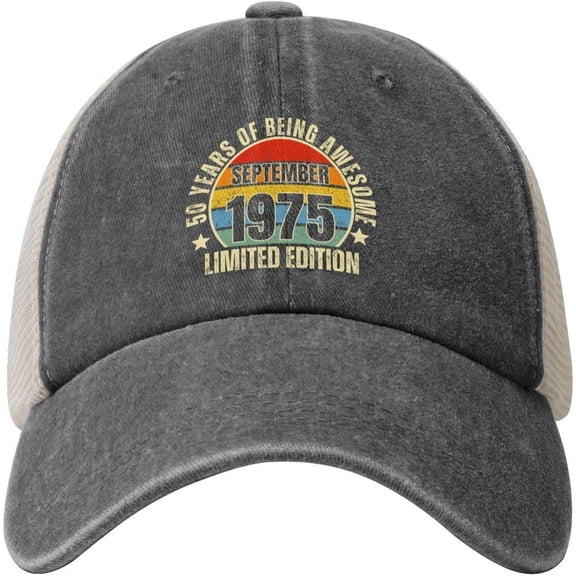 50yr Birthday September 1975 Limited Edition 50th Hat Denim Baseball Cap