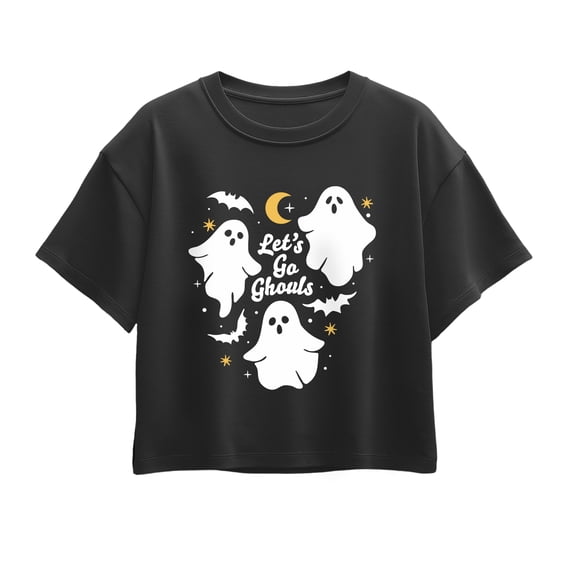 Instant Message - Let's Go Ghouls Short Sleeve Boxy Graphic T-Shirt
