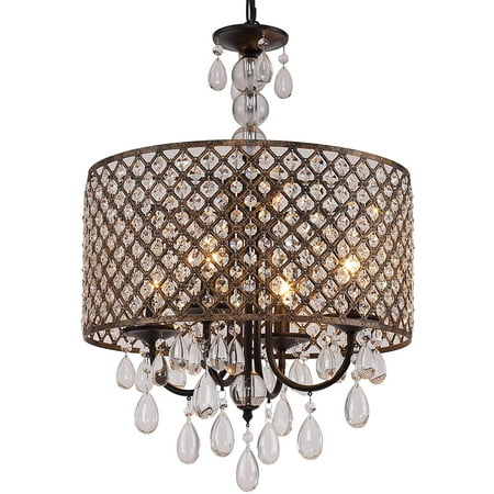 Modern Round Crystal Chandelier Light Fixtures Black Antique Copper Beaded Drum Shade Pendant Hanging Lighting Perfect For Living Room Dining Bedroom Kitchen Foyer Entryway E12 4 Lights Canada Modern Round Crystal Chandelier Light, Vintage Copper Light Fixtures