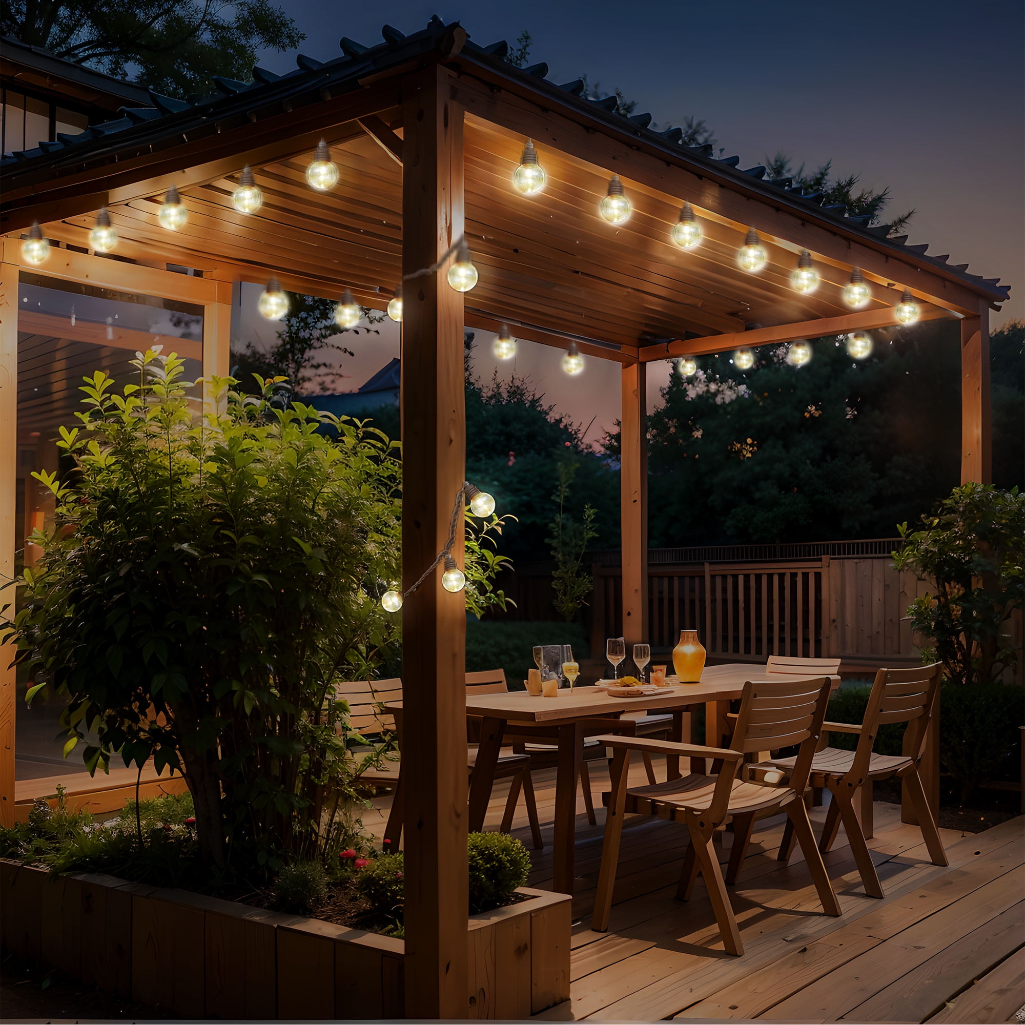 (3 pack) Mainstays 50-Count Warm White LED Plastic Globe Outdoor String Lights with Brown Wire