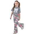 thumbnail image 3 of Kiijoy Valentine's Day Girls Outfits Cute Bow Short Sleeve T Shirt and Flared Pants Set, Sizes 7-8, 3 of 3