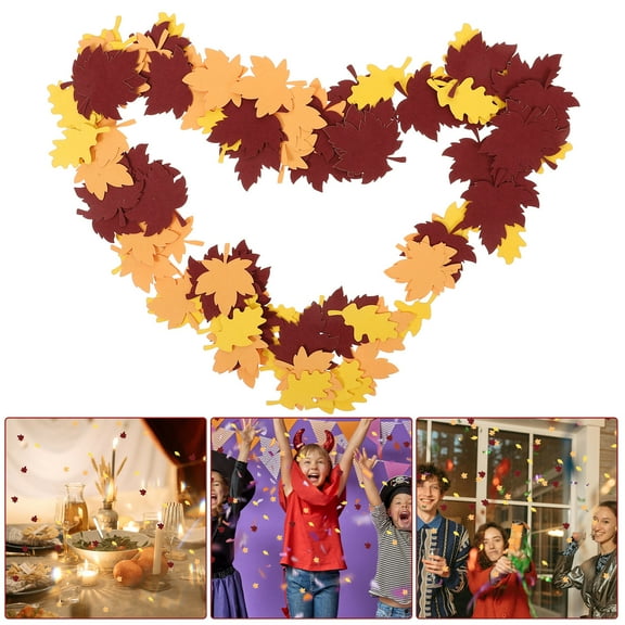 Supvox 100Pcs Tsgiving Confetti Multicolor Paper Maple Leaf Scatter for Festive Decor