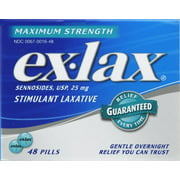 4 Packs Ex-Lax Pills Maximum Strength Relief Formula 48 Count Each