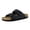 Black, variant on Cushionaire Lane Cork Footbed Mens Sandals, Adjustable Buckle Comfort Slides for Men, Genuine Leather Insole Summer Sandals Men Footwear with Supportive EVA Sole