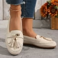 thumbnail image 2 of Rokment Womens Fringe Slip on Loafers Beach Travel Comfortable Walking Flat Dress Shoes Stylish Tassel Leather 2026 Spring Fall Casual Oxfords for Ladies White Size 9, 2 of 7