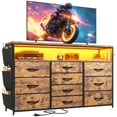 thumbnail image 3 of EnHomee Dresser TV Stand with 10 Drawers for 55" TV Stand for Bedroom with LED Lights & Power Outlets Wide Dresser with Shelves & Side Pockets Sturdy Metal Frame & Wood Top, Rustic Brown, 3 of 9