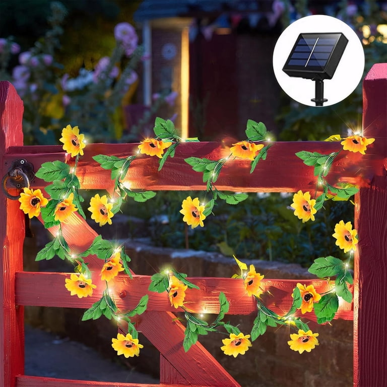 Qoosea Solar Sunflower Lights, 13ft with 40 LED Lights photo 3