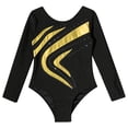 thumbnail image 3 of iixpin Kids Girls Sparkly Gymnastics Leotards One Piece Long Sleeve Ballet Dance Bodysuit Unitards Practice Outfits Gold 4, 3 of 5