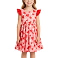 thumbnail image 2 of Lanbubble Toddler Girl Dresses Back Bowknot Sweet Heart Ruffled Sleeve Dress Casual Sundress 4-5 Years, 2 of 9