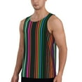 thumbnail image 2 of Gukieu Colorful Stripes Print Men's Quick Dry Fitness Vest, Round Neck Sleeveless Fitness Bodybuilding Top-XX-Large, 2 of 7
