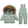 thumbnail image 2 of TAGOLD Kids Toddler Casual 2 Piece Outfits Set,Boys Girls Long Sleeve Winter Sets,1-3 Year Old Boys And Girls Kids Winter Thick Detachable Crotch Overalls Two-piece Down Jacket,100, 2 of 3