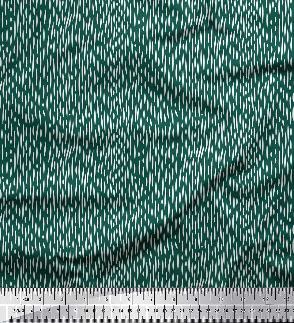Soimoi Green Poly Georgette Fabric Brush Stroke Abstract Print Sewing Fabric Yard 52 Inch Wide